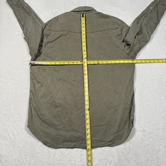 Lucky Brand Shirt Mens Extra Large Olive Green Saturday Stretch Western Snap - Picture 5 of 8